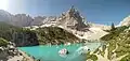 Lake Sorapiss in the Dolomites, Italy - a natural attraction that can only be reached on foot.