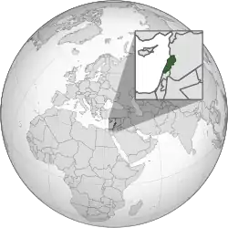 Location of Lebanon (in green)