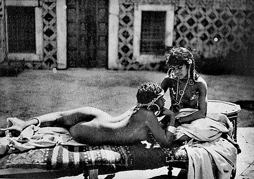 In the harem, Lehnert & Landrock postcard, 1900s–1910s