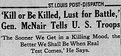 News account of McNair's nationwide radio speech in 1942