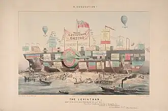 Print referring to the difficulty of trying to launch Great Eastern. The Mariners' Museum