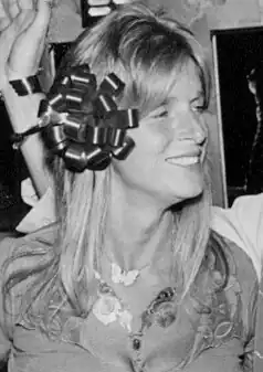 A black and white photo of Linda McCartney