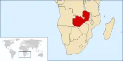 Location of Northern Rhodesia
