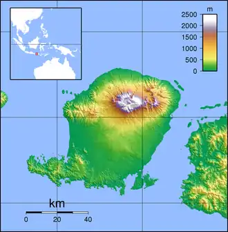 Mount Rinjani is located in Lombok