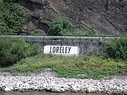 Sign on the bank of the Rhine