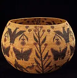 Coiled basket woven by Lucy Telles