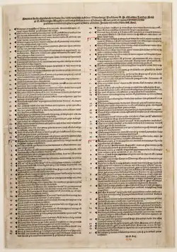 image of a page listing Luther's 95 theses.