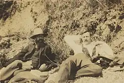 Snapshot by Ray Strachey of her brother, Lytton Strachey with Saxon Sydney-Turner, reclining at the beach