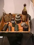 Warsaw Uprising improvised weapons. One Molotov cocktail is visible (1944).
