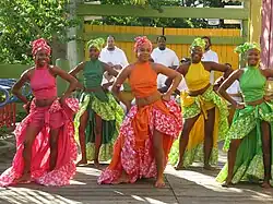 fro-Puerto Rican women in Bomba dance wear