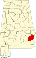 State map highlighting Barbour County