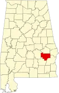State map highlighting Bullock County