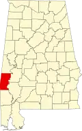 State map highlighting Choctaw County