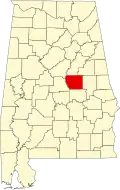 State map highlighting Coosa County