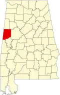 State map highlighting Pickens County