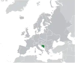Location of Bosnia and Herzegovina (green) in Europe (dark grey)