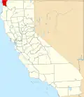 State map highlighting Del Norte County