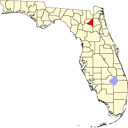 A state map highlighting Bradford County in the corner part of the state. It is small in size.