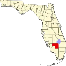 A state map highlighting Hendry County in the southern part of the state. It is medium in size.