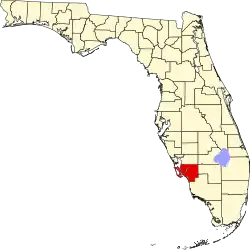 A state map highlighting Lee County in the southern part of the state. It is medium in size.