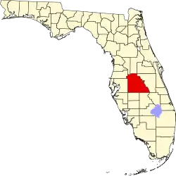 A state map highlighting Polk County in the middle part of the state. It is large in size.