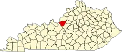 State map highlighting Bullitt County