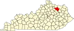 State map highlighting Fleming County