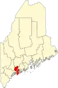 State map highlighting Sagadahoc County