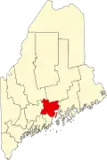 State map highlighting Waldo County