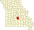 A state map highlighting Pulaski County in the middle part of the state.