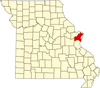 A state map highlighting Saint Louis County in the eastern part of the state.