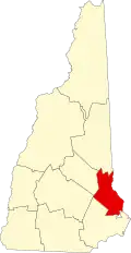State map highlighting Strafford County