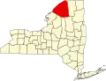 State map highlighting St. Lawrence County