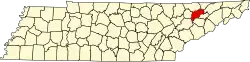 State map highlighting Grainger County