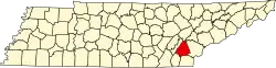 State map highlighting McMinn County