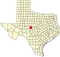 State map highlighting Concho County