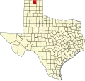 State map highlighting Hansford County
