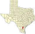 State map highlighting Jim Wells County
