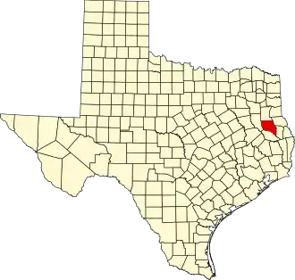 State map highlighting Nacogdoches County
