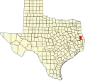 State map highlighting San Augustine County