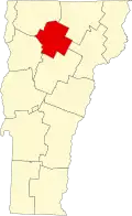 State map highlighting Lamoille County