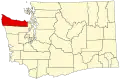 State map highlighting Clallam County