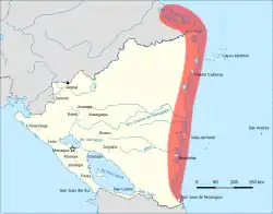 Mosquito Coast (in red)