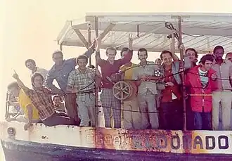 Cuban refugees on a boat during the Mariel boatlift
