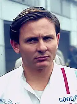 Black-and-white photograph of Bruce McLaren