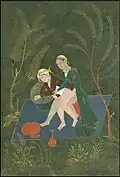 Anal sex between two males. Watercolour on paper. Around 1660 – 1720, Safavid Iran.