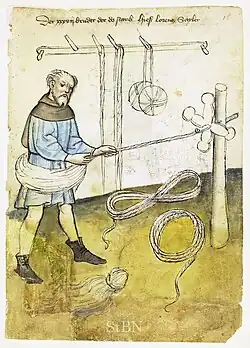 A ropemaker at work, c. 1425