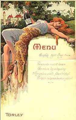 Illustration of a woman splayed across a wine menu
