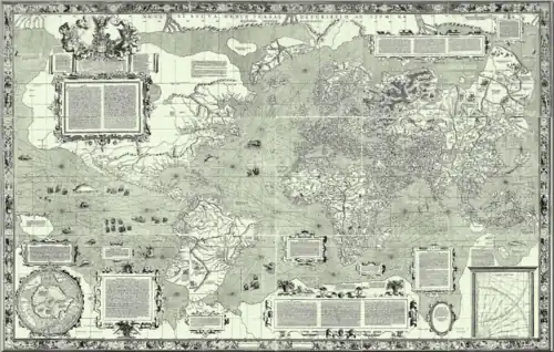 World map by Gerardus Mercator (1569), first map in the well-known Mercator projection