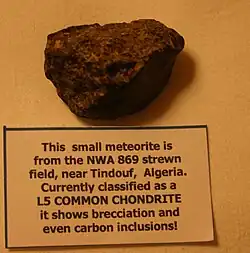 Meteorite with brecciation and carbon inclusions from Tindouf, Algeria[30]